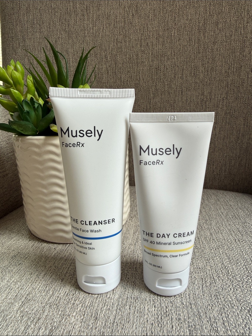 Musely FaceRx The Cleanser & The Day Cream w 40 SPF Set 2 Oz NEW & SEALED X9/26